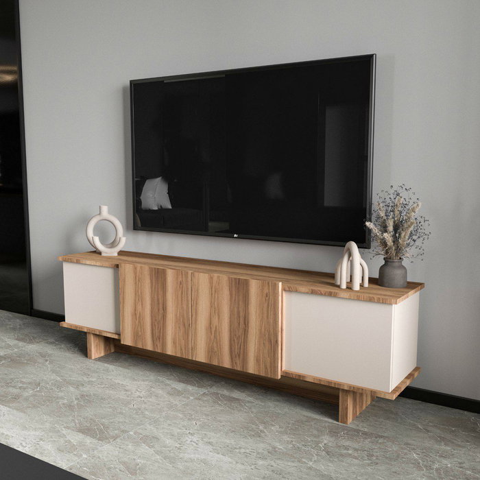 Hanah Home Diana Mueble para TV Beige y Nogal Hanah Home Diana Mueble para TV Beige y Nogal